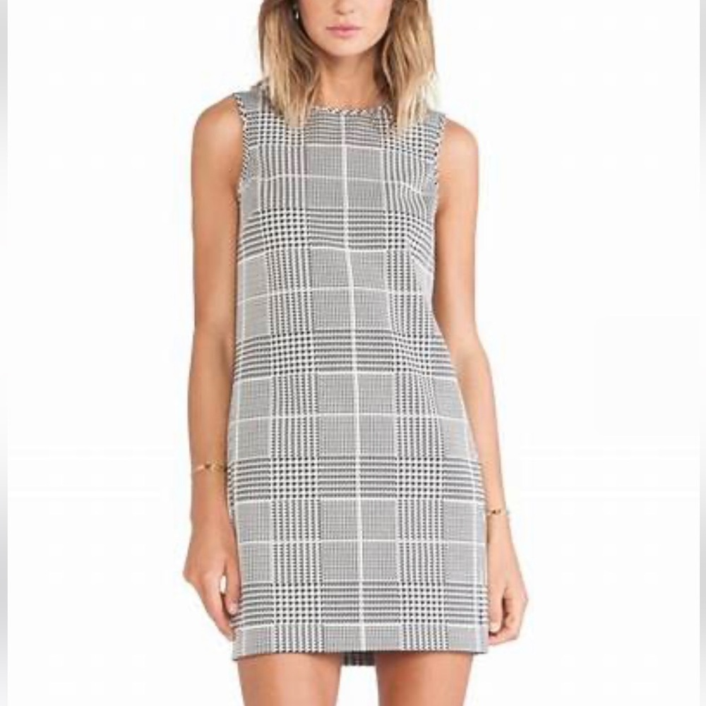 Theory Adraya Plaid Houndstooth Jacquard Sleeveless Sheath Shift Dress